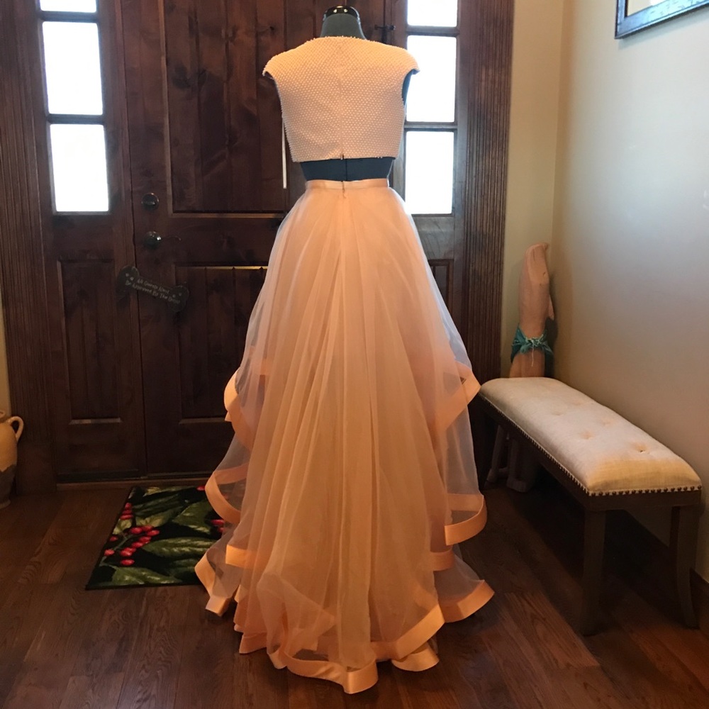 TERANI 2pc Beaded Crop Top BLUSH PINK Prom Gown! - Picture 4 of 6
